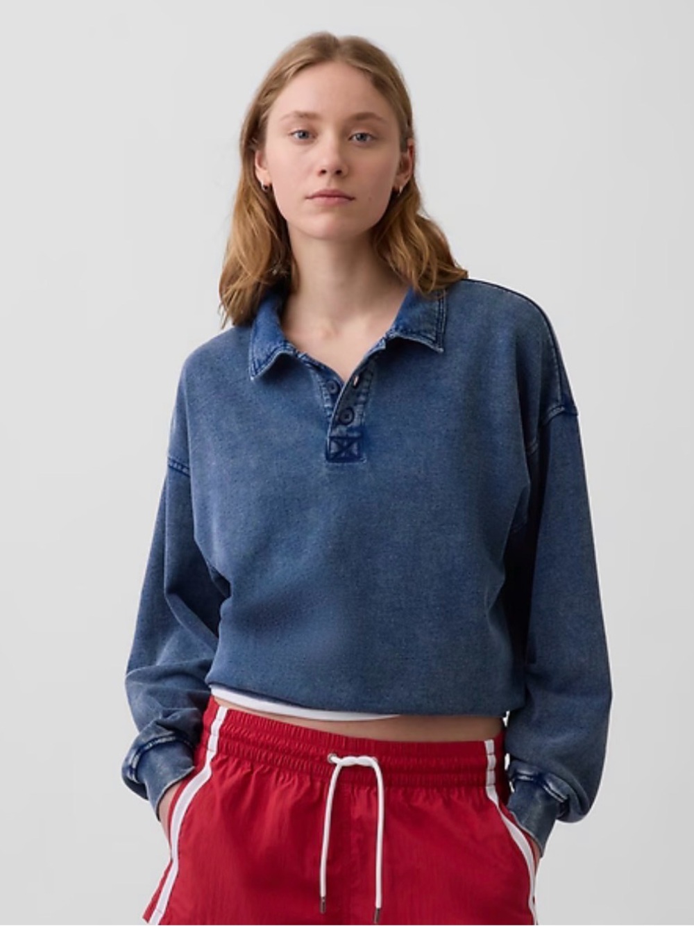 Gap French Terry Oversized Polo Sweatshirt